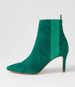 Store Midas Shoes Briann Emerald Metallic Suede Elastic Ankle Boots