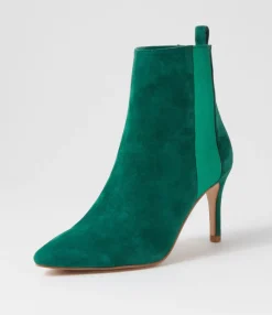 Store Midas Shoes Briann Emerald Metallic Suede Elastic Ankle Boots