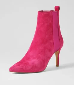 Cheap Midas Shoes Briann Fuchsia Metallic Suede Elastic Ankle Boots