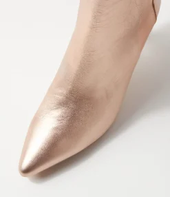 Store Midas Shoes Briann Pale Rose Gold Leather Elastic Ankle Boots