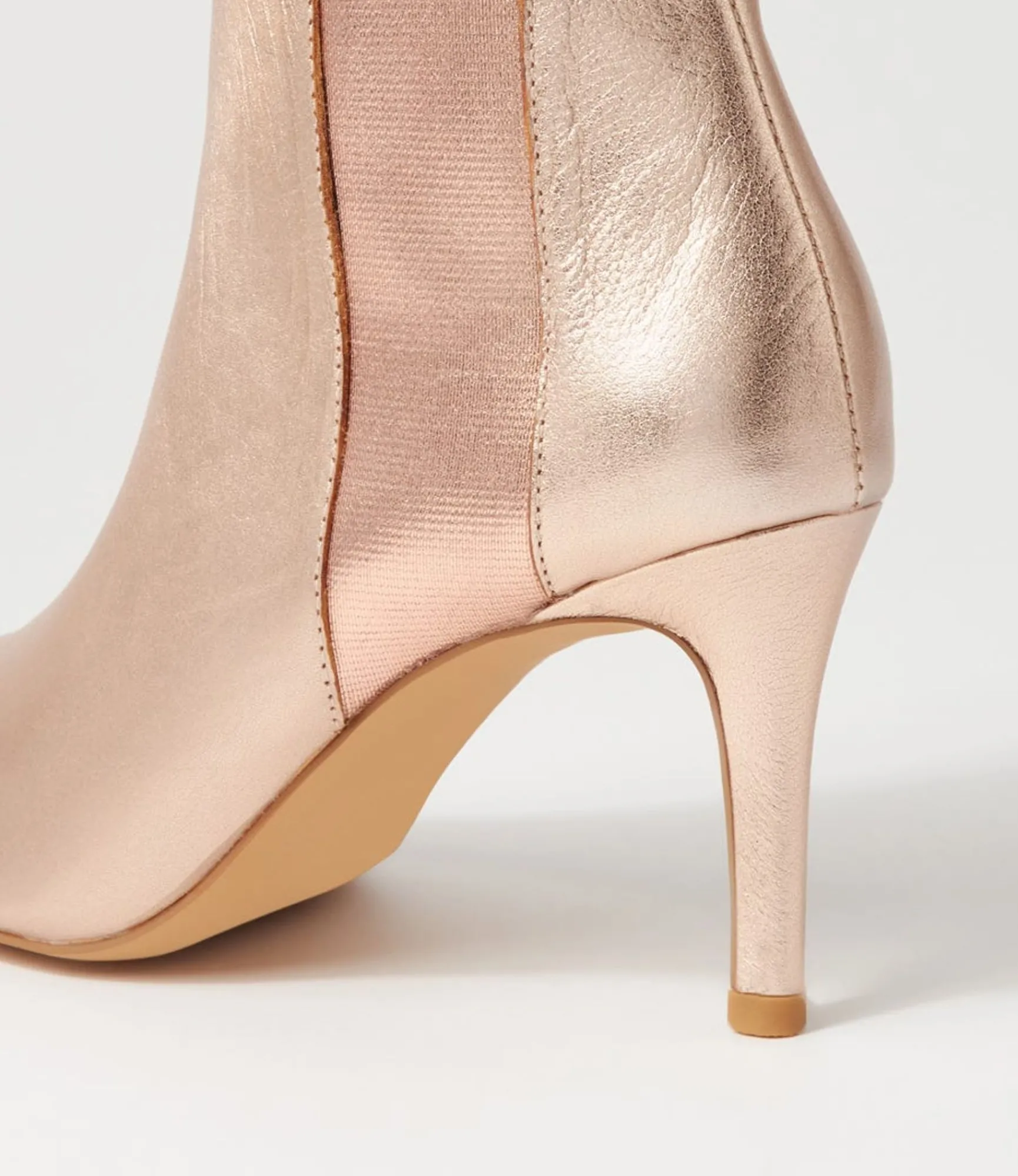 Store Midas Shoes Briann Pale Rose Gold Leather Elastic Ankle Boots