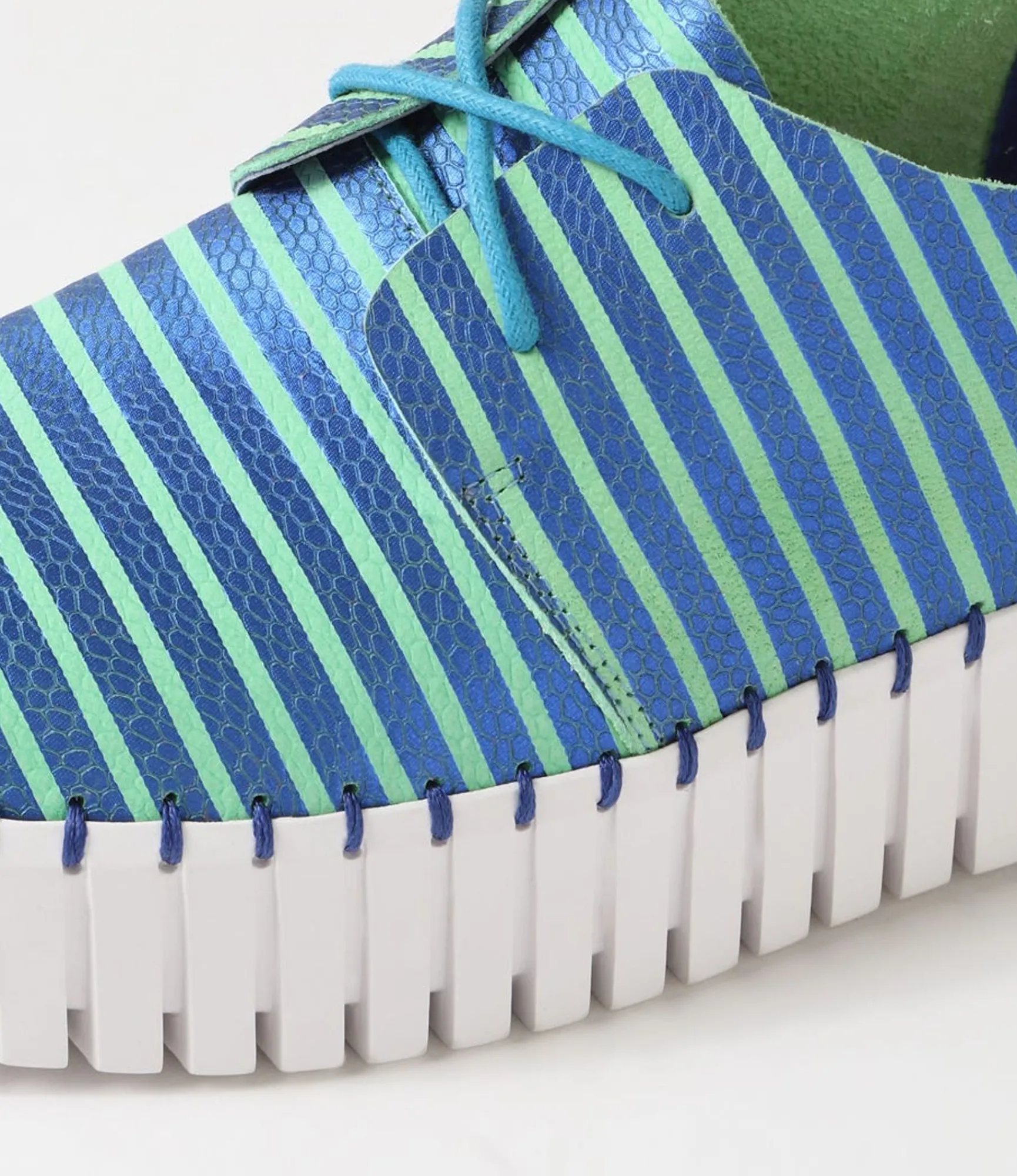 Hot Midas Shoes Brooks Blue Emerald Stripe Leather Sneakers