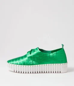 Cheap Midas Shoes Brooks Emerald White Croc Leather Sneakers