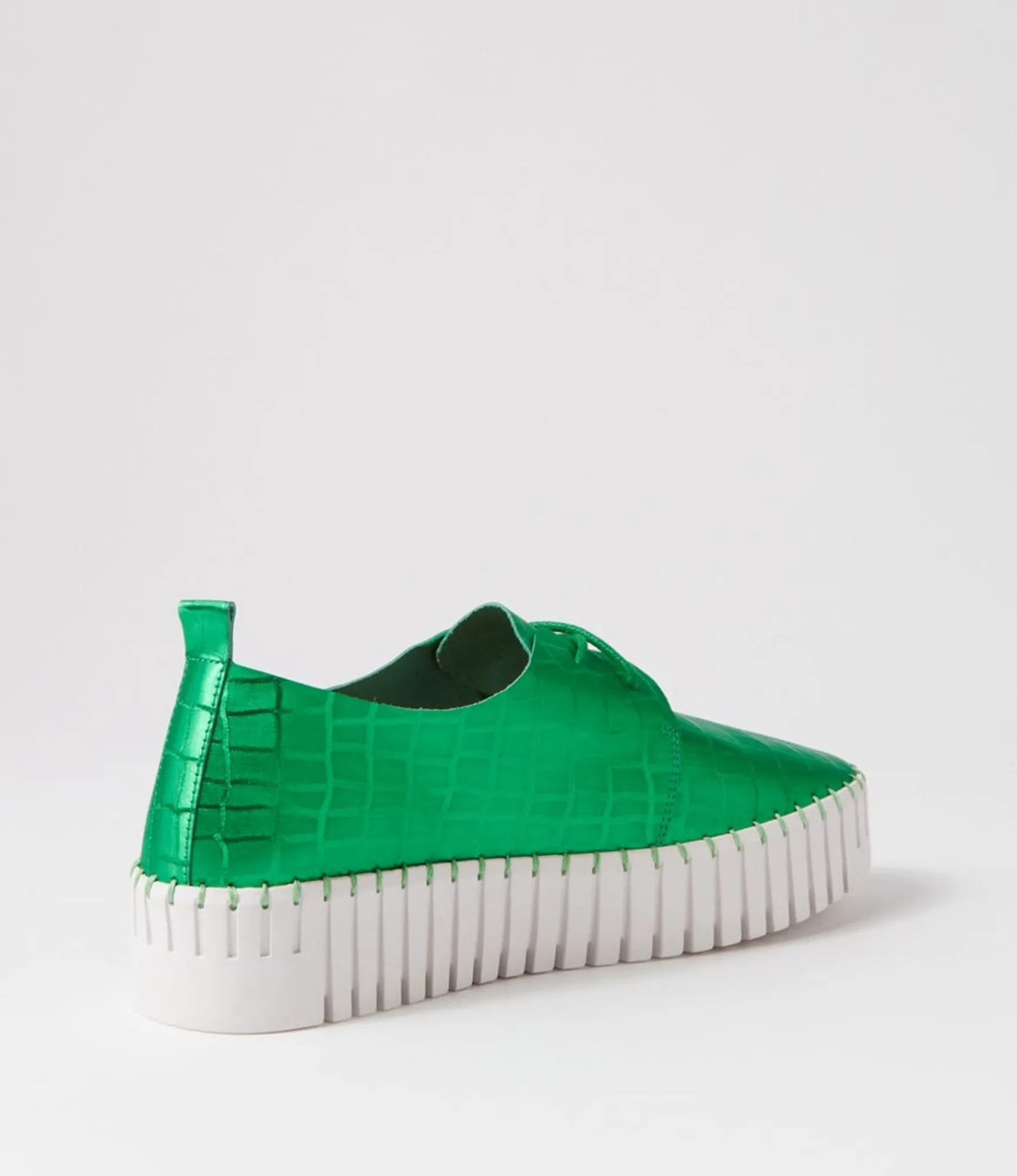 Cheap Midas Shoes Brooks Emerald White Croc Leather Sneakers