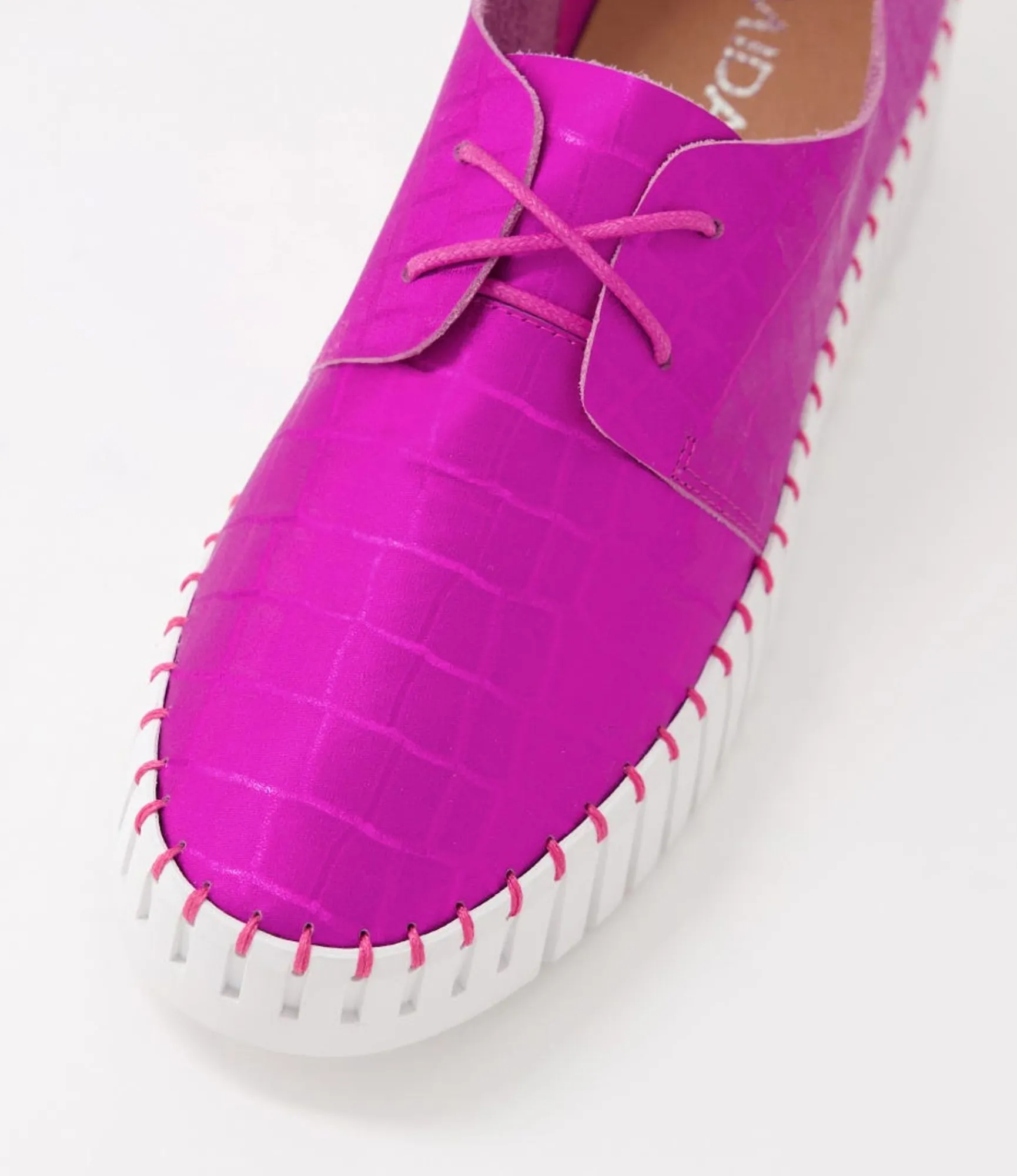 Online Midas Shoes Brooks Pink Matt White Croc Leather Sneakers