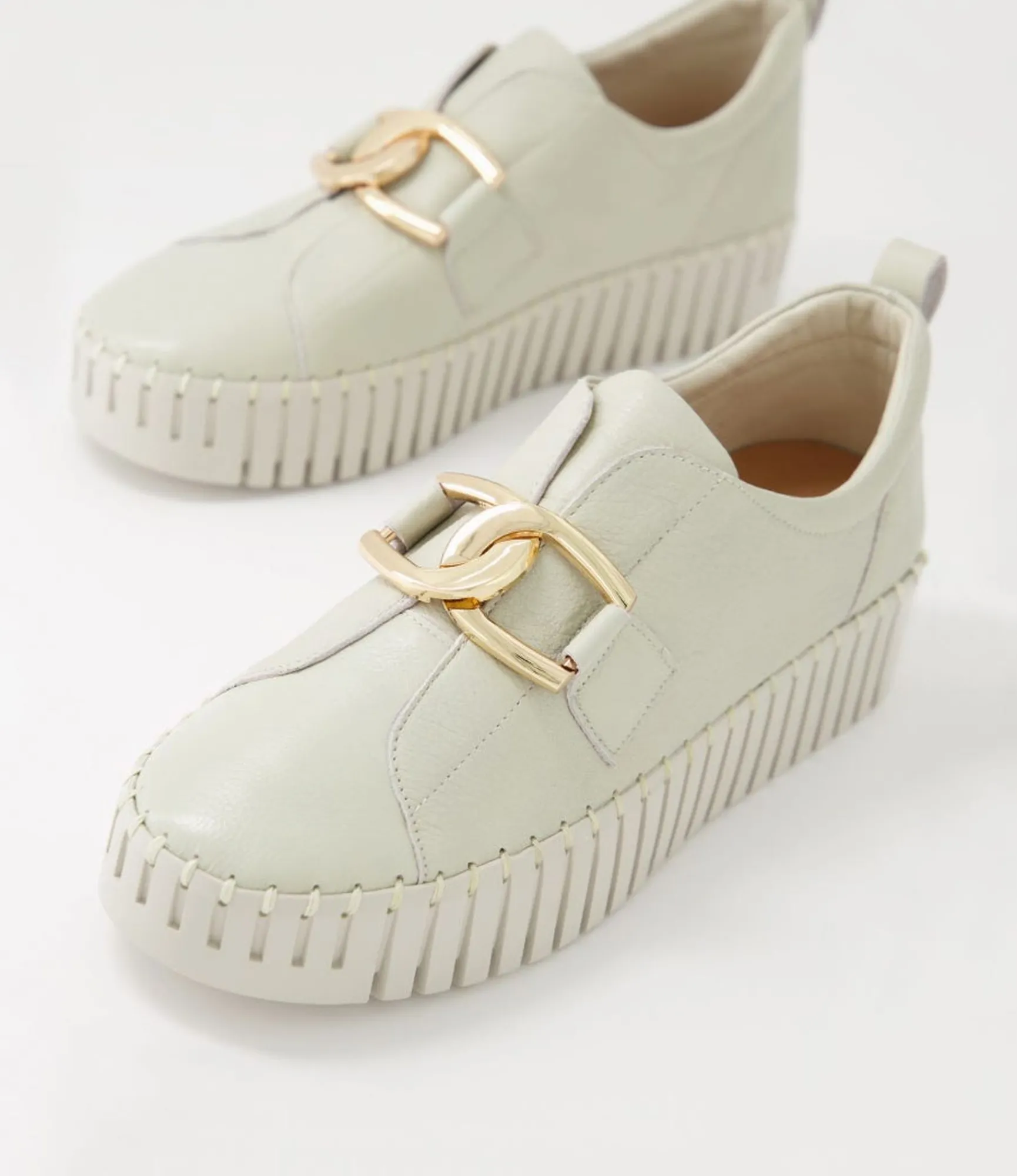 Sale Midas Shoes Buckles Almond Leather Sneakers
