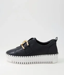 Online Midas Shoes Buckles Black Leather Sneakers Ws