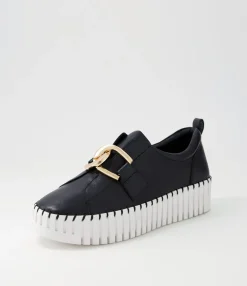 Online Midas Shoes Buckles Black Leather Sneakers Ws