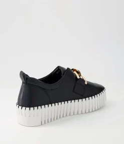 Online Midas Shoes Buckles Black Leather Sneakers Ws