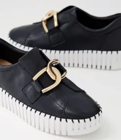 Online Midas Shoes Buckles Black Leather Sneakers Ws