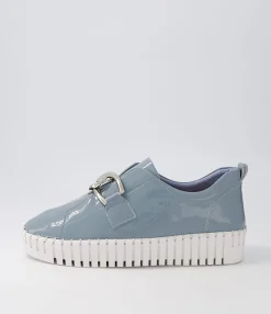 Sale Midas Shoes Buckles Denim White Patent Leather Sneakers