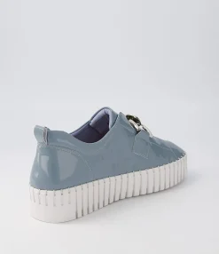 Sale Midas Shoes Buckles Denim White Patent Leather Sneakers