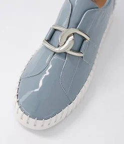 Sale Midas Shoes Buckles Denim White Patent Leather Sneakers