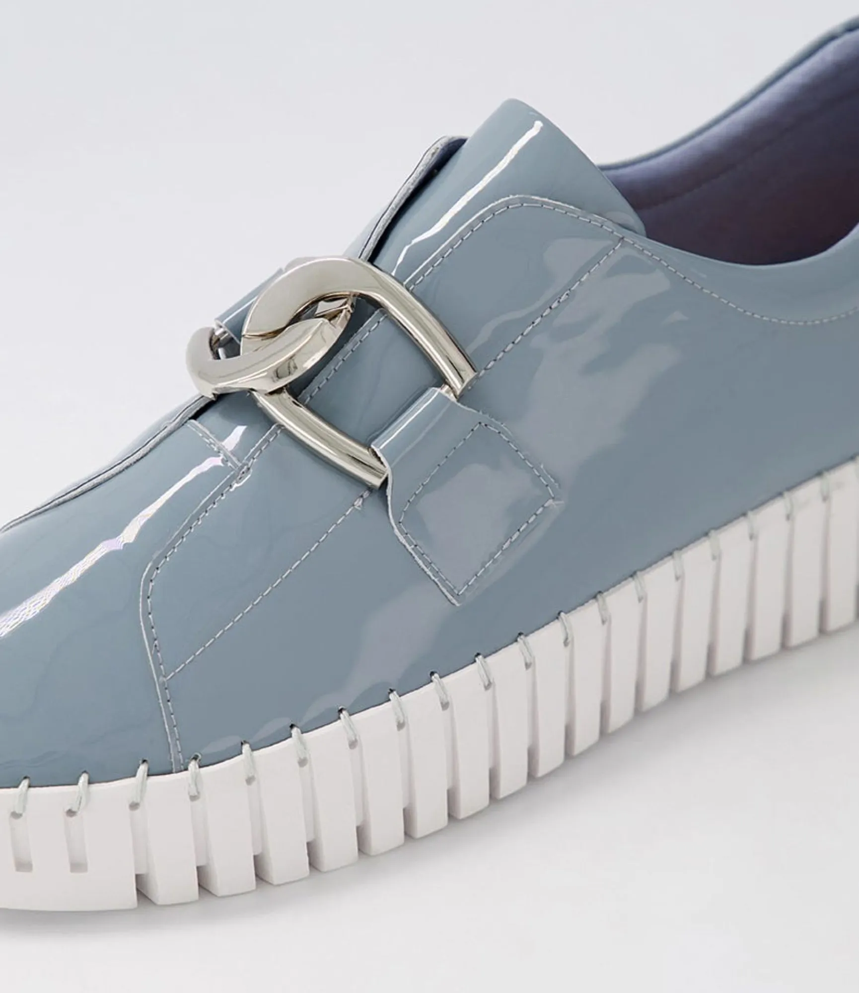 Sale Midas Shoes Buckles Denim White Patent Leather Sneakers