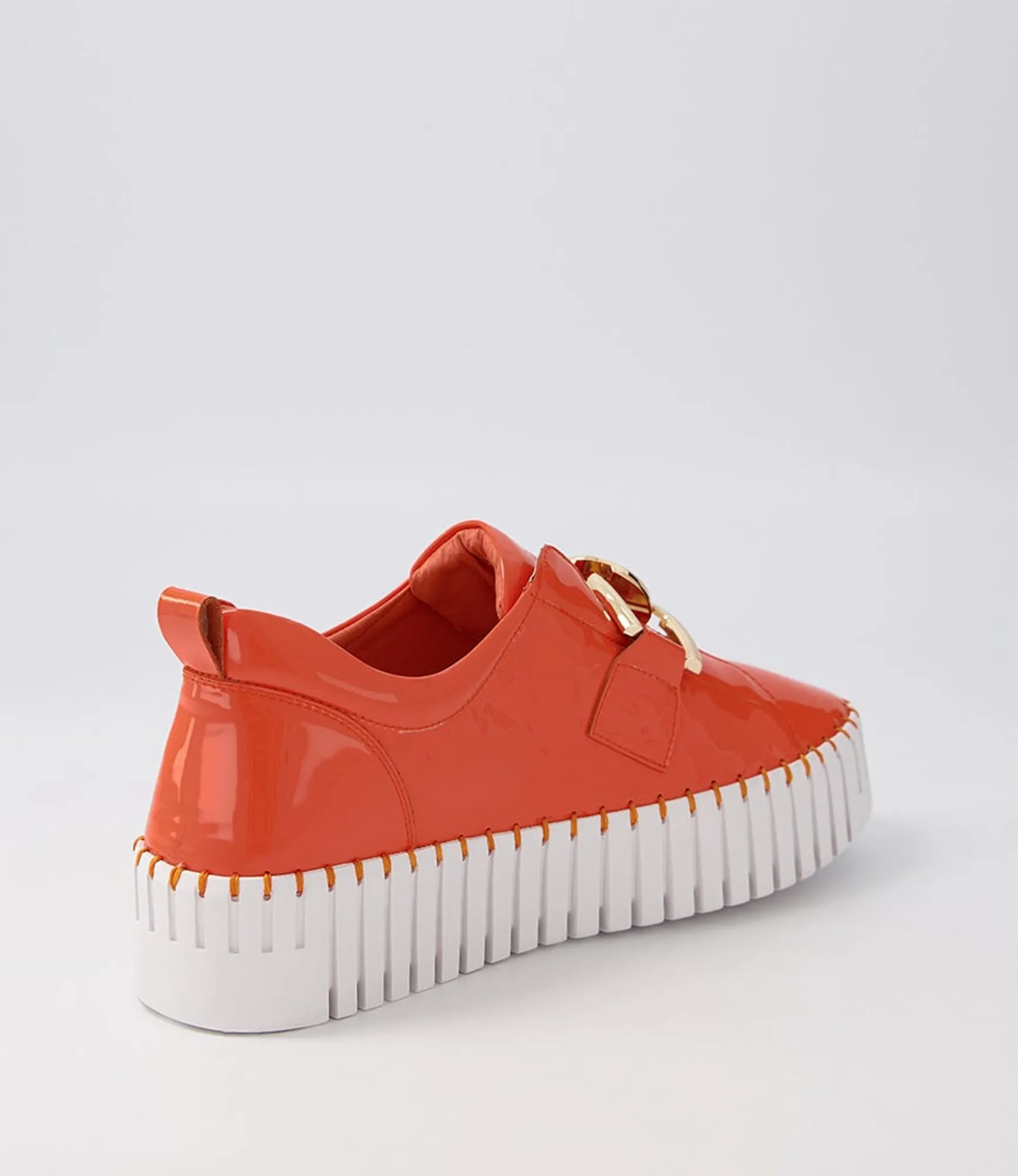 Sale Midas Shoes Buckles Orange White Patent Leather Sneakers