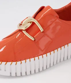 Sale Midas Shoes Buckles Orange White Patent Leather Sneakers