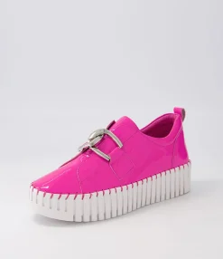 Best Midas Shoes Buckles Pink White Patent Leather Sneakers