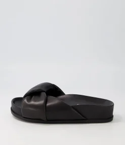 Sale Midas Shoes Carlia Black Leather Slides