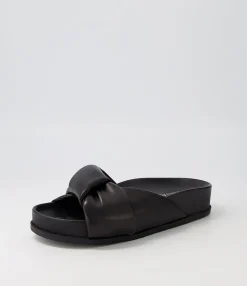 Sale Midas Shoes Carlia Black Leather Slides