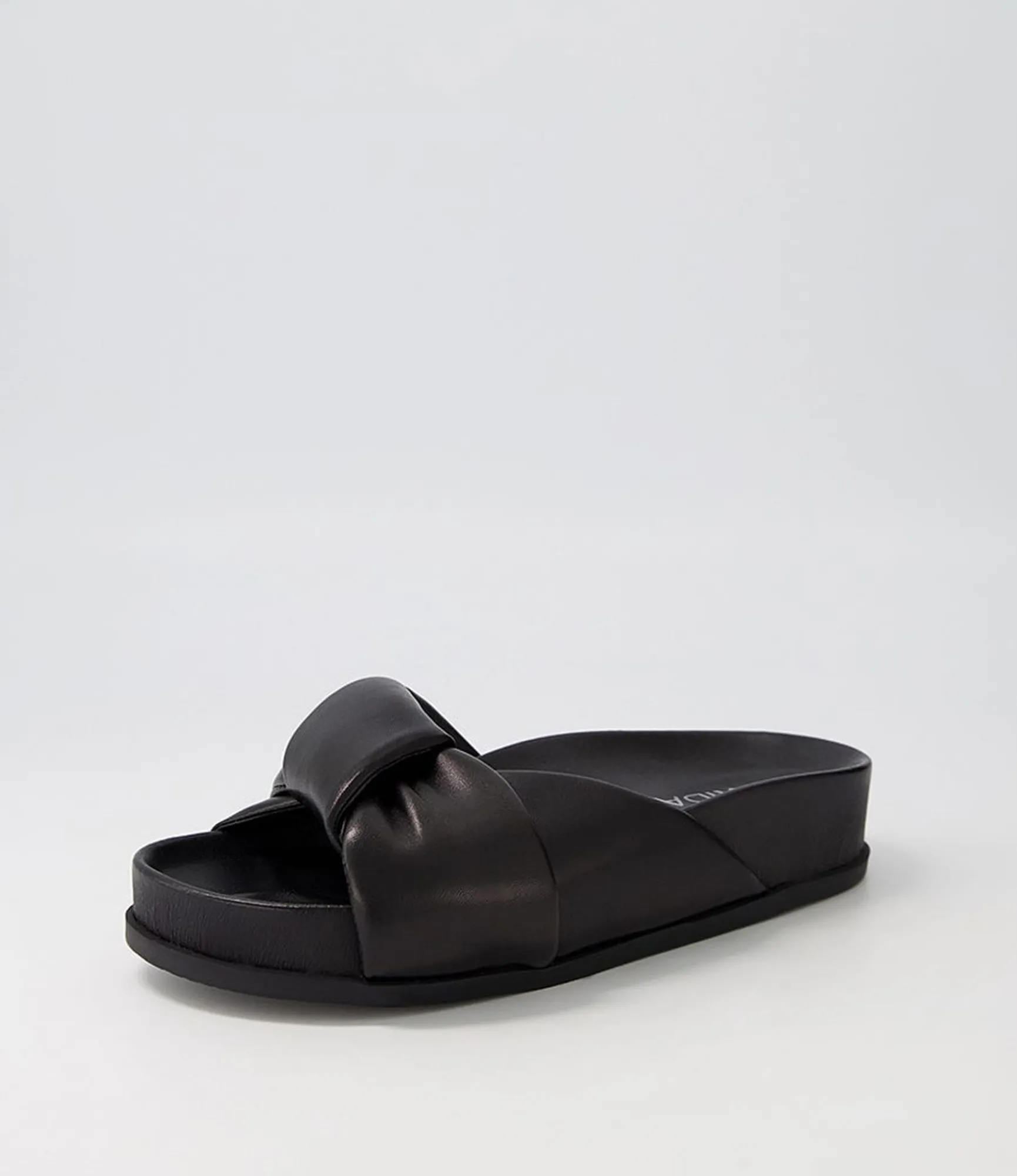 Sale Midas Shoes Carlia Black Leather Slides
