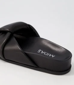 Sale Midas Shoes Carlia Black Leather Slides
