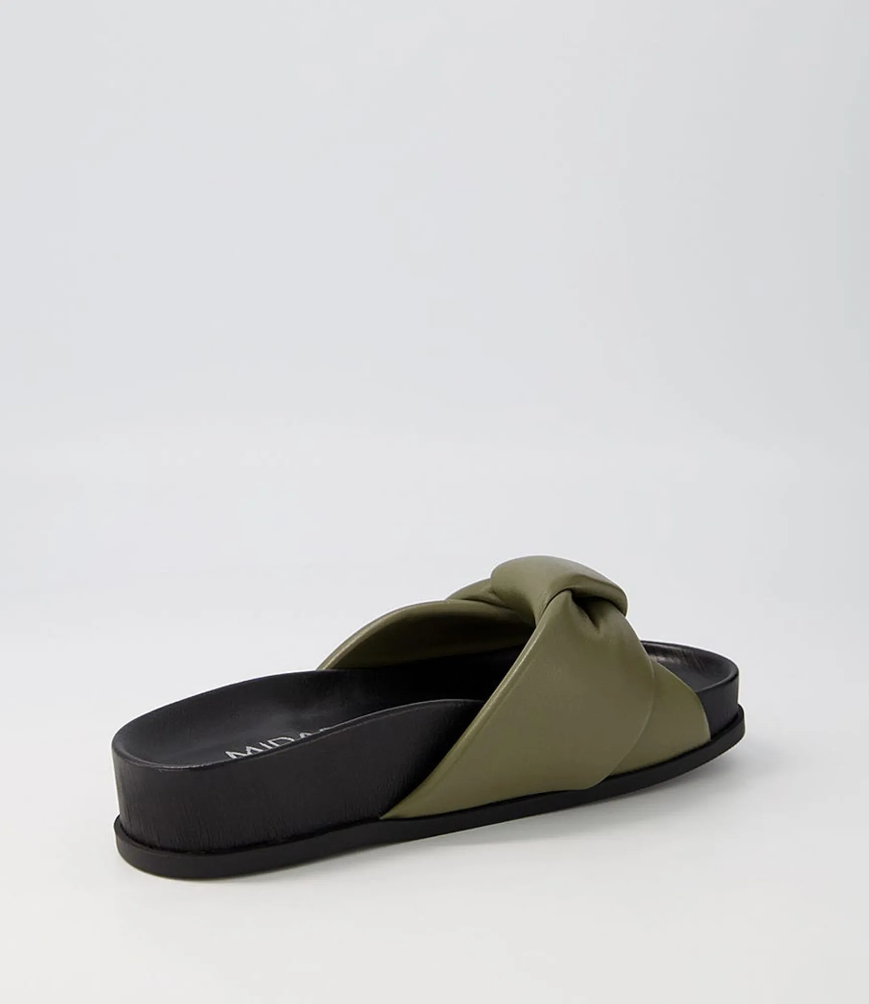 Cheap Midas Shoes Carlia Khaki Black Leather Slides