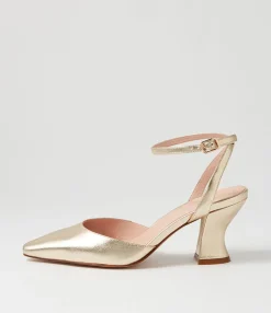 Outlet Midas Shoes Catered Pale Gold Leather Heels