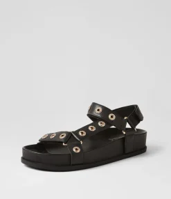Hot Midas Shoes Charice Black Leather Sandals