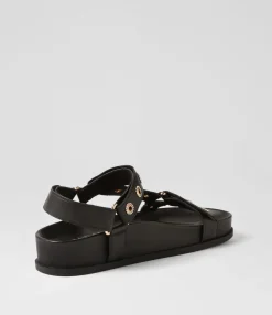 Hot Midas Shoes Charice Black Leather Sandals