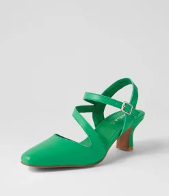 Cheap Midas Shoes Cherissa Bright Emerald Leather Heels