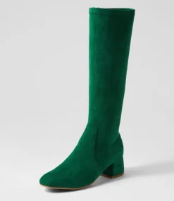 Best Midas Shoes Chevon Emerald Stretch Microsuede Knee High Boots