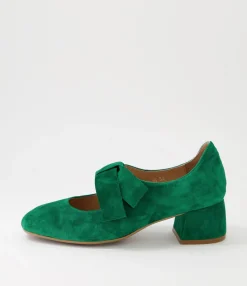 Sale Midas Shoes Churro Dark Emerald Suede Heels