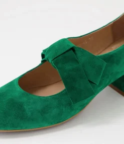 Sale Midas Shoes Churro Dark Emerald Suede Heels