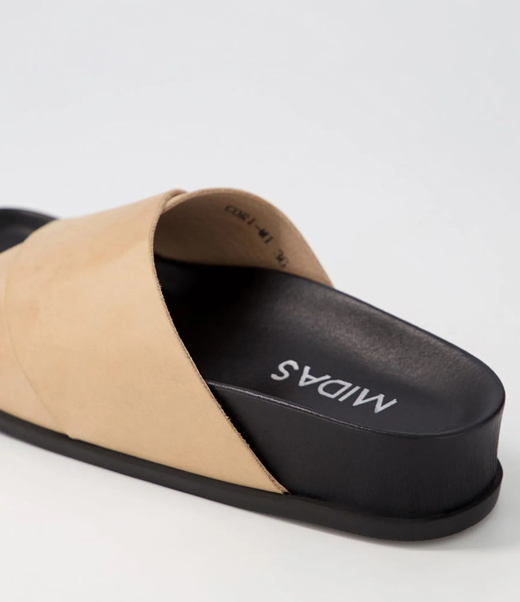 Clearance Midas Shoes Cori Nude Black Leather Slides