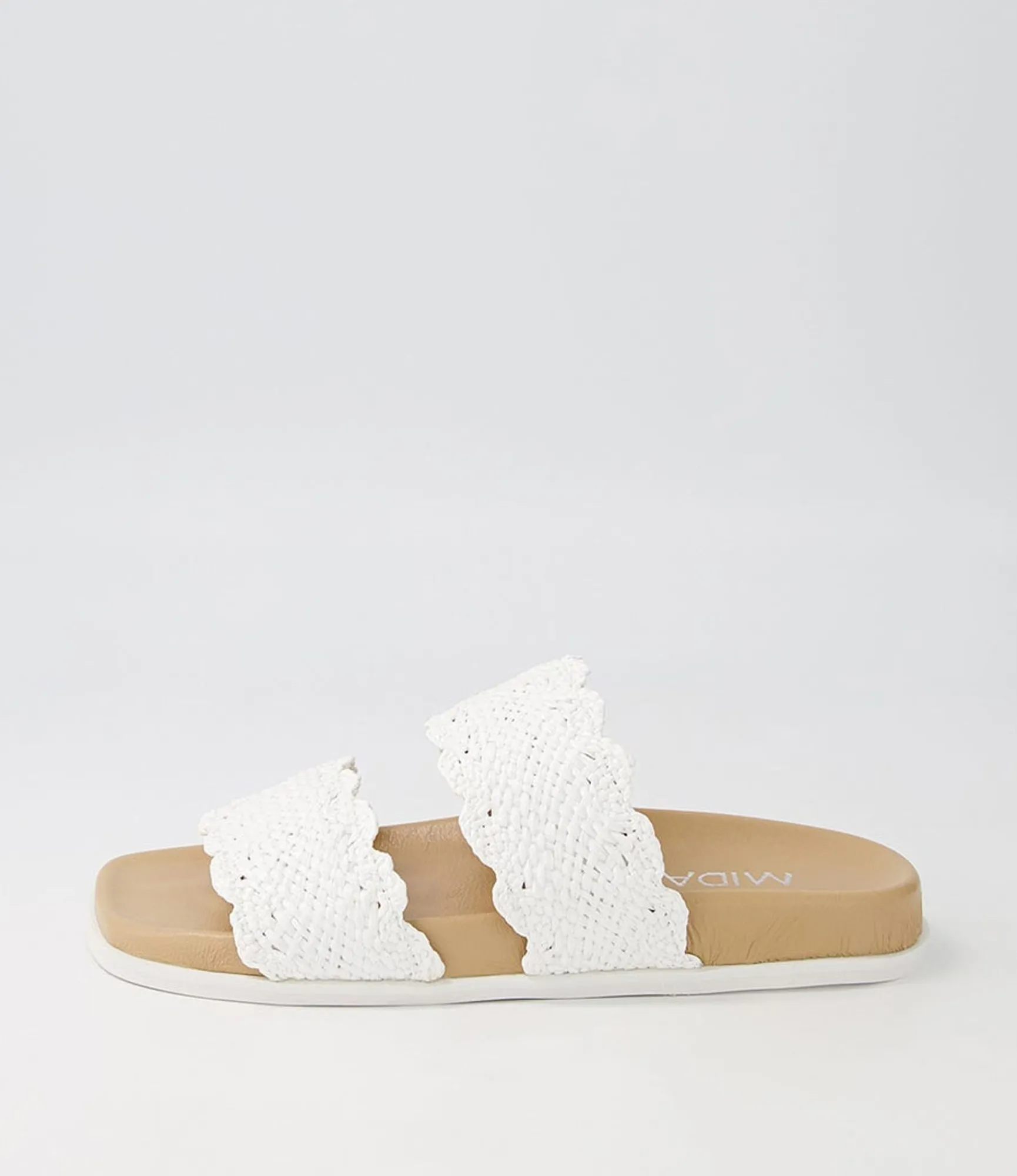 Cheap Midas Shoes Daintee White Fabric Slides