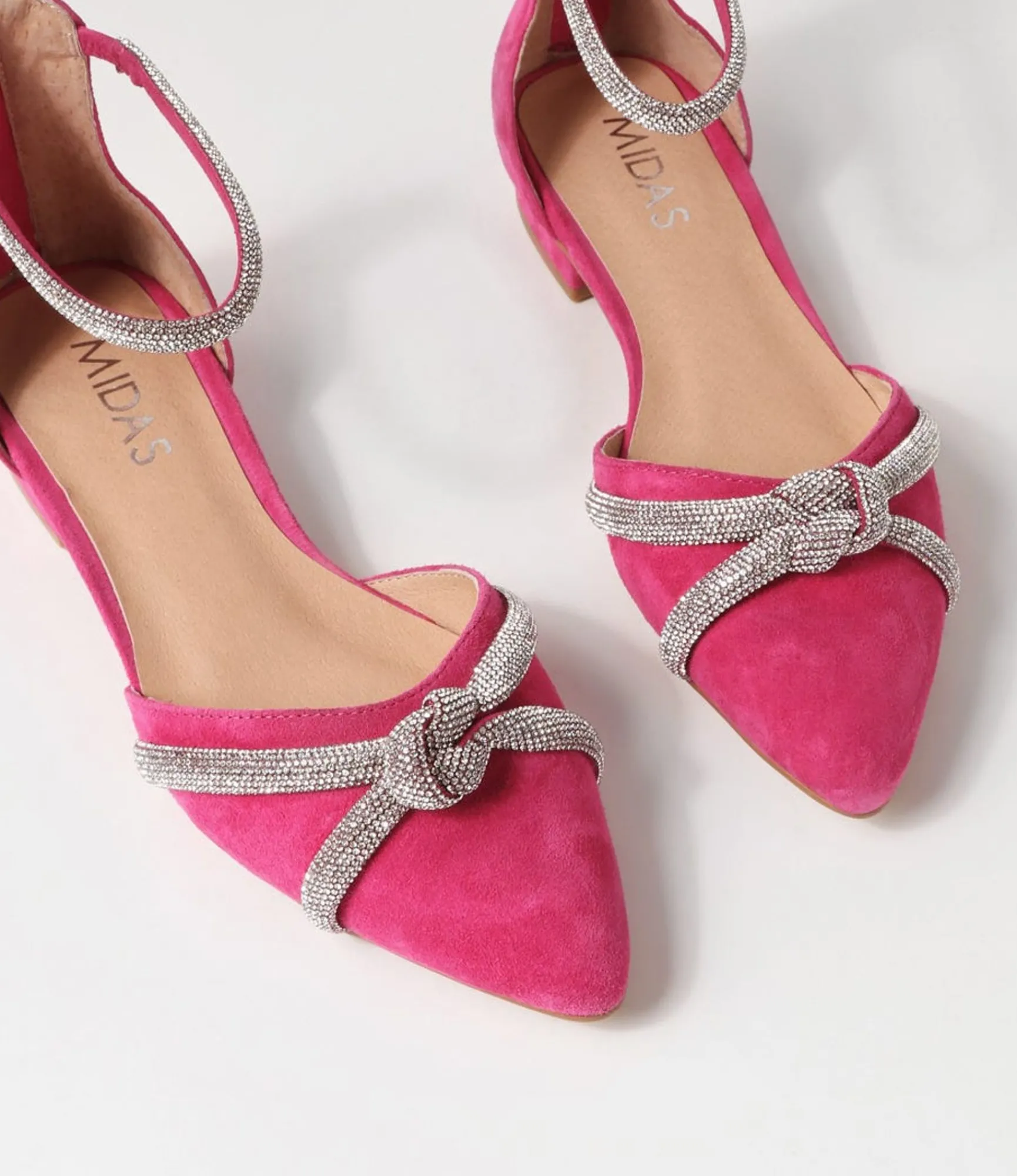 Online Midas Shoes Dallace Fuchsia Suede Flat Shoes
