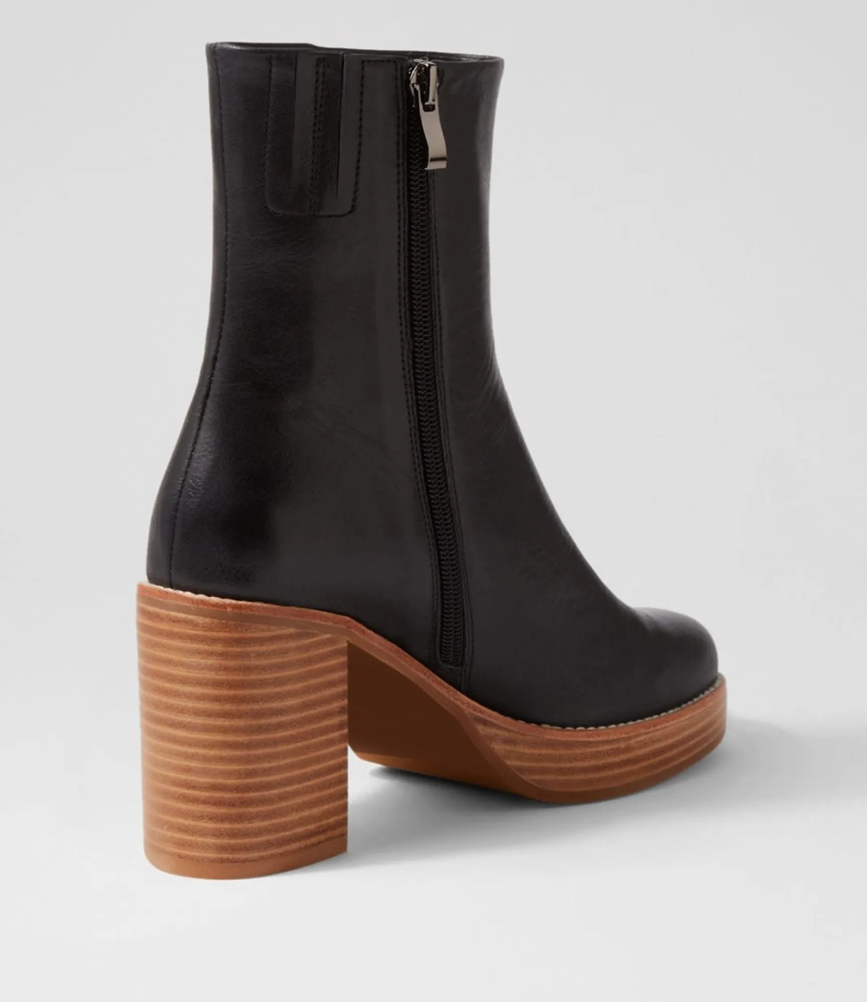 Cheap Midas Shoes Danika Black Natural Heel Leather Ankle Boots