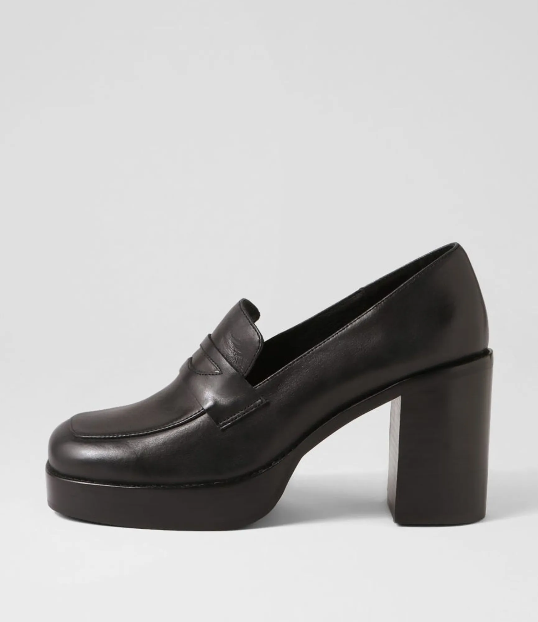 Fashion Midas Shoes Danille Black Leather Heels