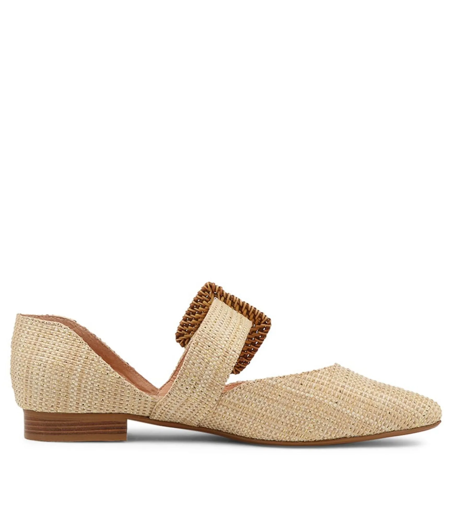 Discount Midas Shoes Daphni Natural Metallic Woven Flat Shoes