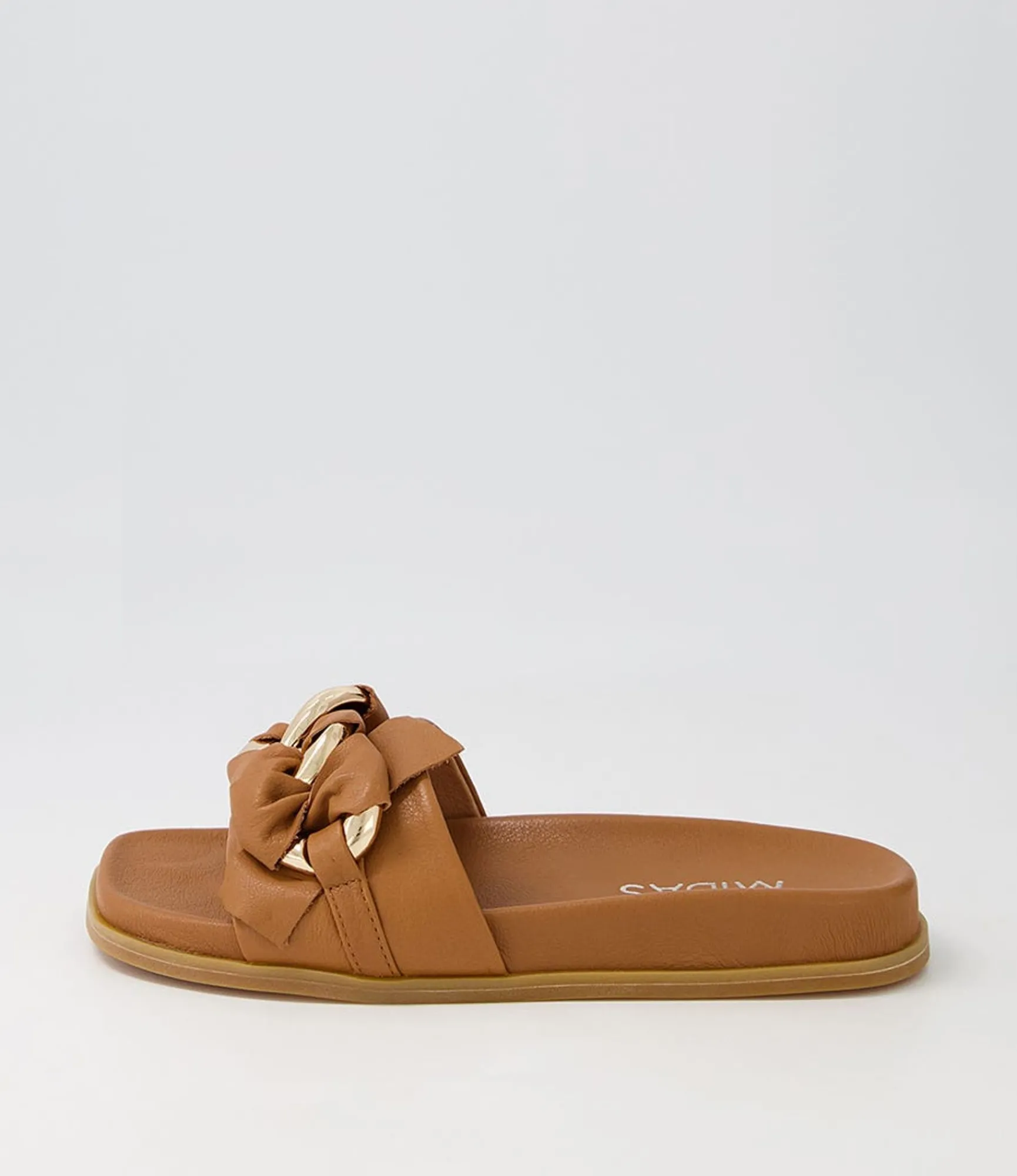 Shop Midas Shoes Daquiri Dark Tan Leather Slides