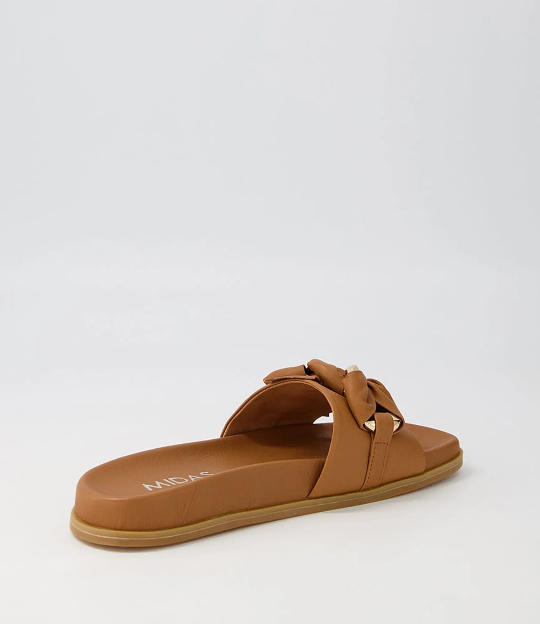 Shop Midas Shoes Daquiri Dark Tan Leather Slides