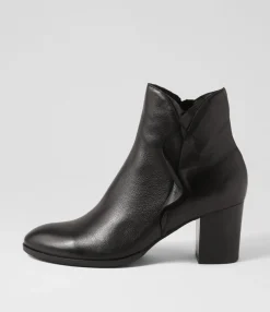 Fashion Midas Shoes Darcey Black Leather Ankle Boots
