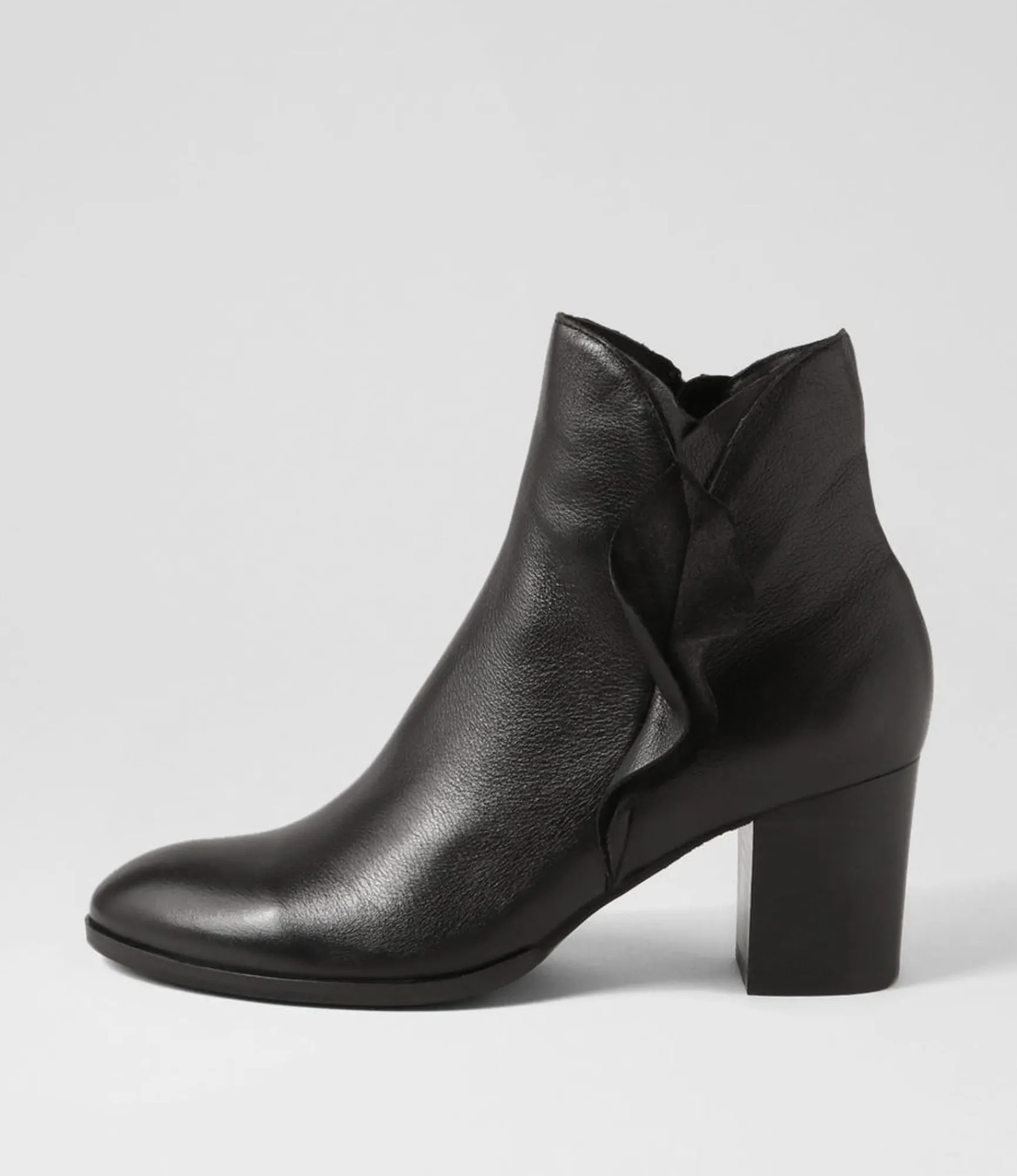 Fashion Midas Shoes Darcey Black Leather Ankle Boots