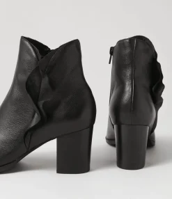 Fashion Midas Shoes Darcey Black Leather Ankle Boots