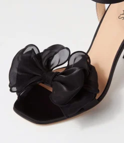 Hot Midas Shoes Darris Black Satin Heels