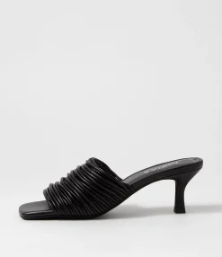 Store Midas Shoes Dellah Black Leather Slides