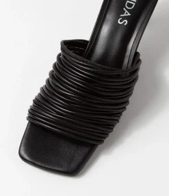 Store Midas Shoes Dellah Black Leather Slides