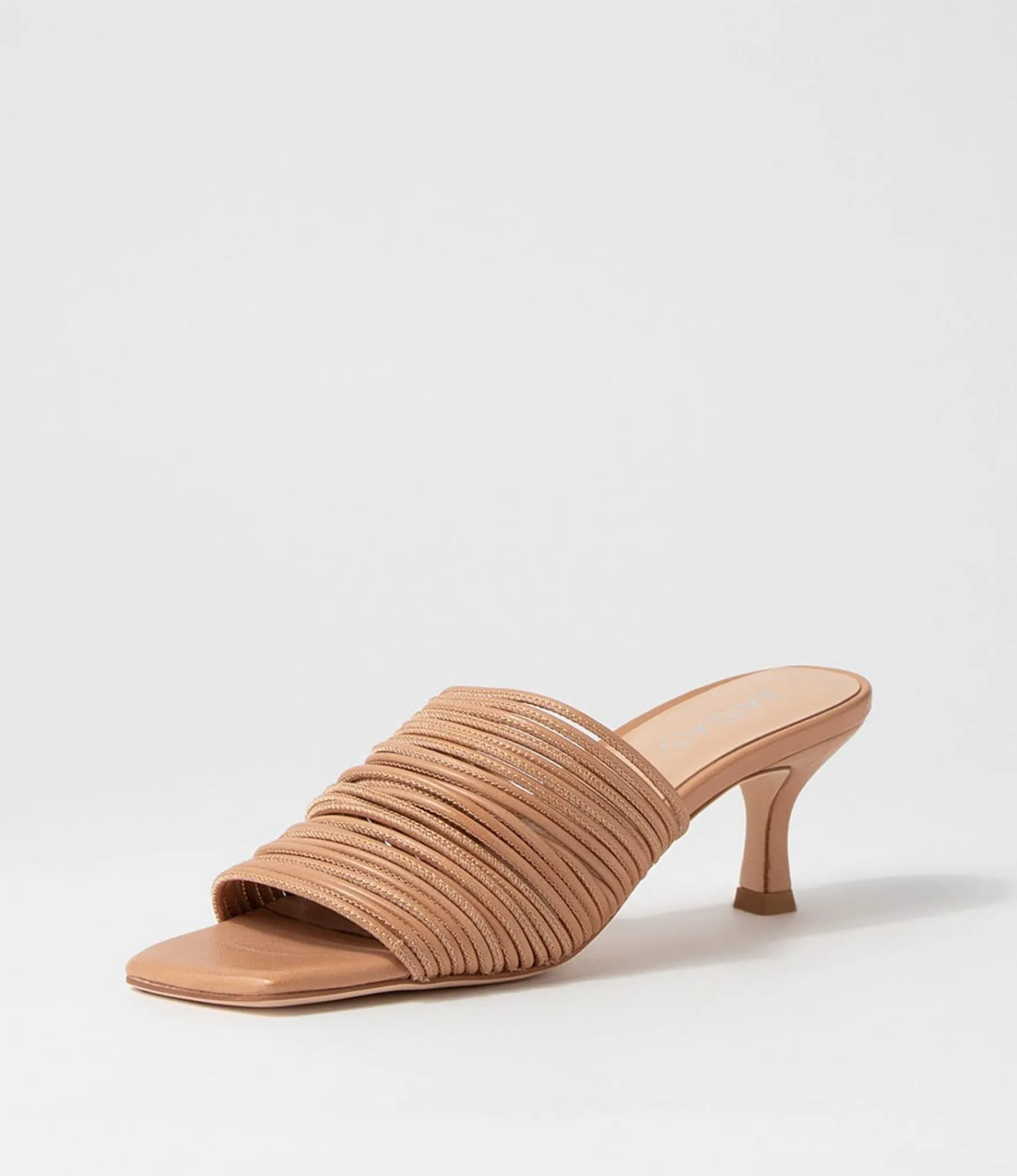 Hot Midas Shoes Dellah Dark Tan Leather Slides