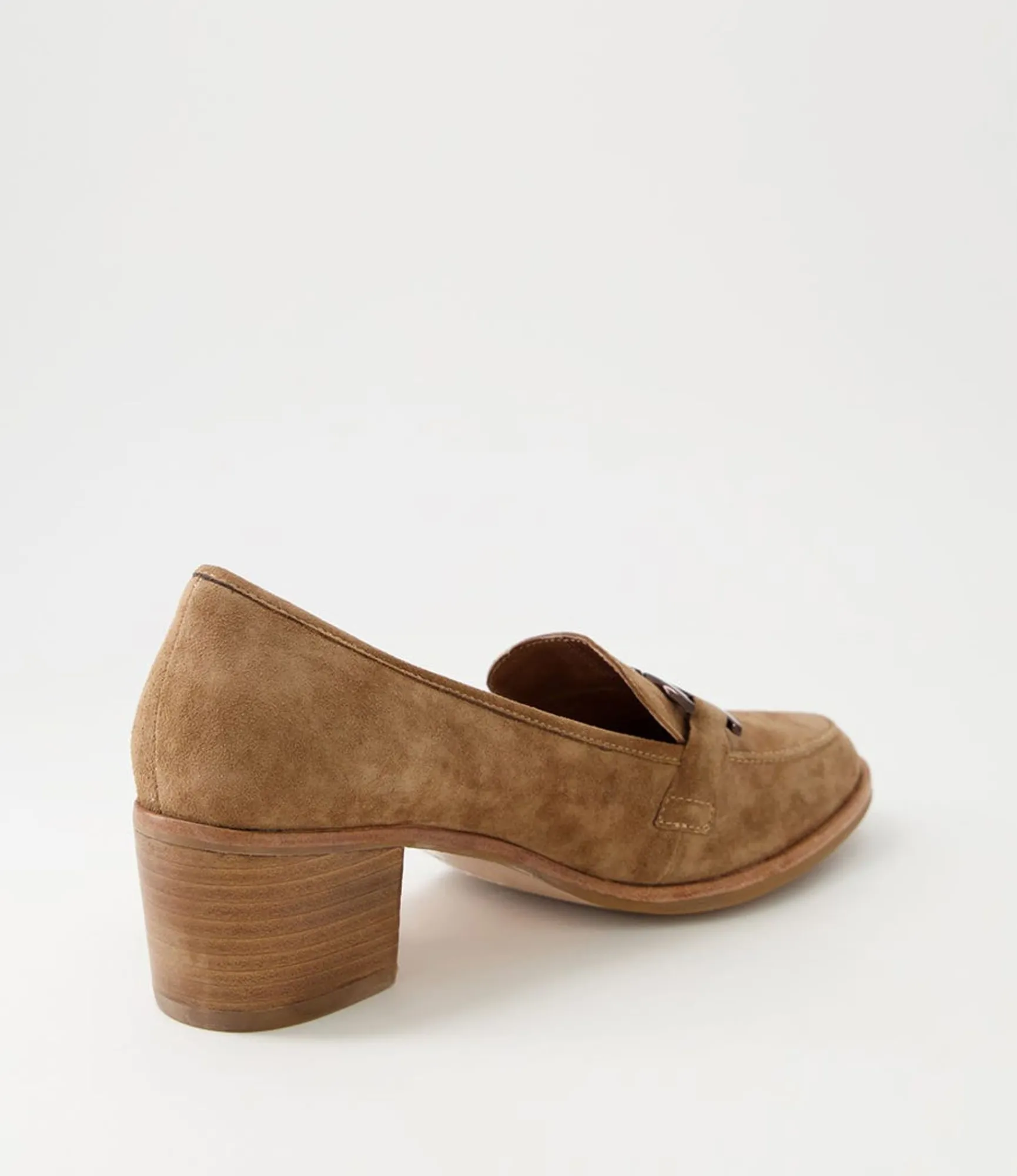 Shop Midas Shoes Dervie Light Choc Natural Heel Suede Heels
