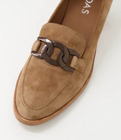 Shop Midas Shoes Dervie Light Choc Natural Heel Suede Heels
